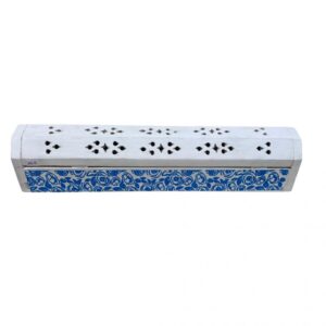 Porte Encens Bois Coffret Blanc Motifs