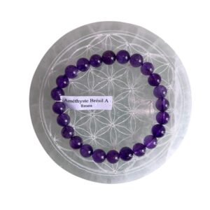 Bracelet boule 08mm Améthyste Brésil  A - TAILLE 2