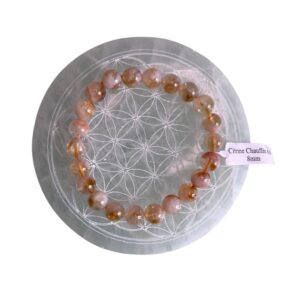 Bracelet boule 08mm Citrine chauffée AA - TAILLE 1