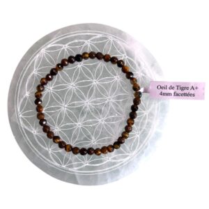 Bracelet Facetté 4mm œil de tigre A - TAILLE 1