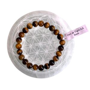 Bracelet boule 08mm œil de tigre AA - TAILLE 1