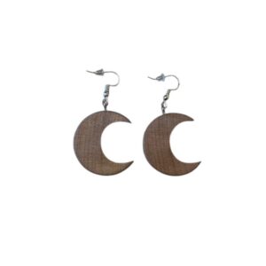 Boucles d'oreilles Lune en Érable Sycomore
