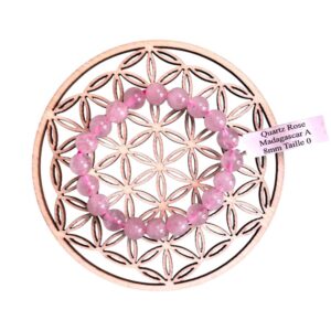 Bracelet boule 8 mm quartz rose Madagascar A - TAILLE 0