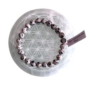 Bracelet boule 8 mm jaspe dalmatien AB - TAILLE 1