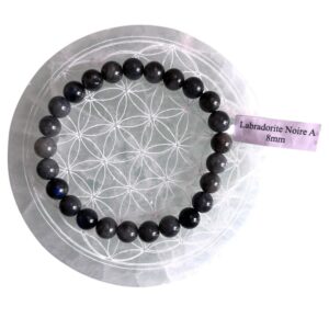 Bracelet boule 8 mm labradorite noire A - TAILLE 1