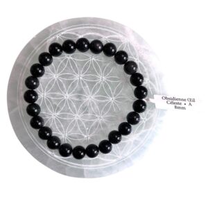Bracelet boule 8 mm obsidienne œil céleste A - TAILLE 1