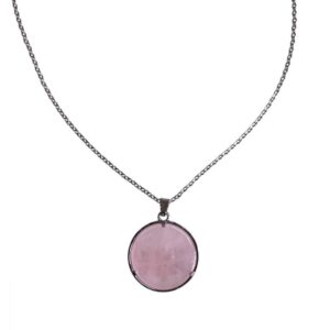 Collier Pendentif lotus quartz rose