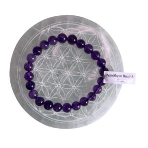 Bracelet boule 8 mm Améthyste brésil A - TAILLE 1