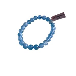 Bracelet boule 8 mm Aigue-marine Brésil AA - TAILLE 2