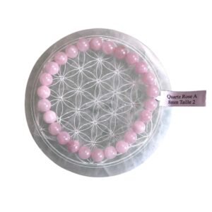 Bracelet boule 8 mm quartz rose Madagascar A - TAILLE 2