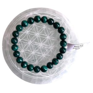 Bracelet boule 8 mm malachite foncé AA - TAILLE 1