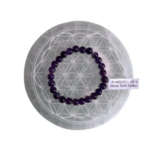 Bracelet 6 mm Améthyste Brésil A - TAILLE 0