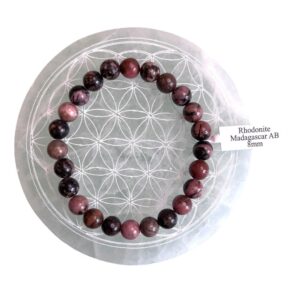 Bracelet boule 8 mm rhodonite Madagascar A - TAILLE 1