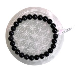 Bracelet boule 8 mm obsidienne œil céleste A - TAILLE 2