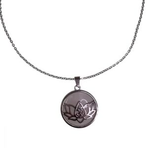 Collier Pendentif lotus quartz rose